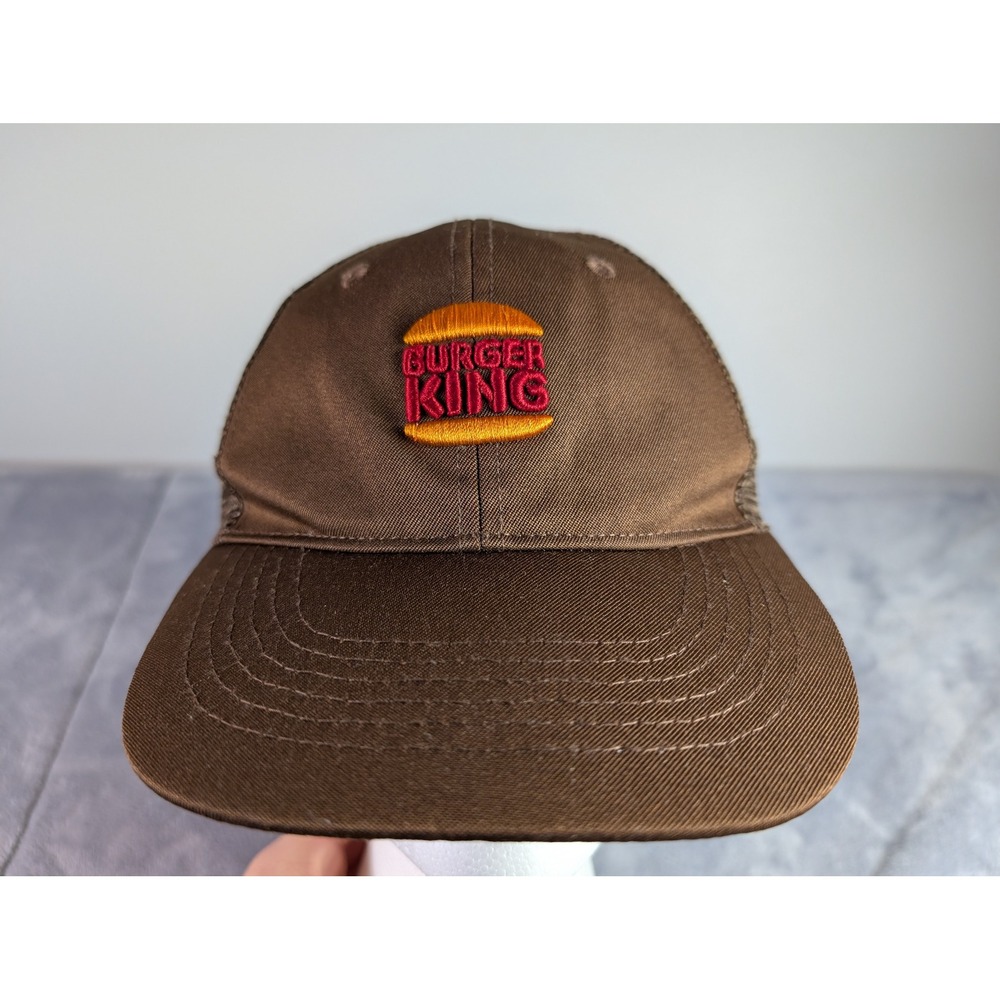 Burger King Employee Uniform Trucker Hat Brown Mesh Snapback Baseball Cap Logo